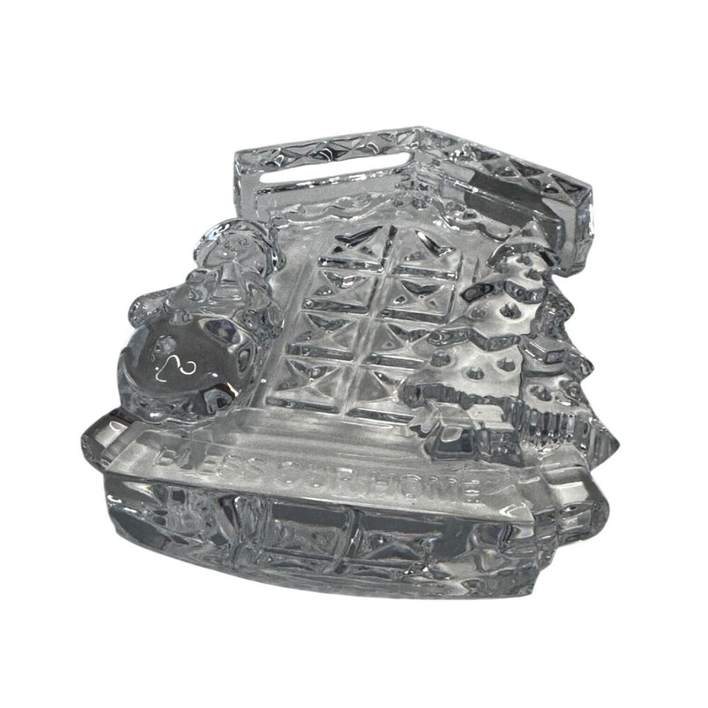 Waterford Bless Our Home Crystal Ornament Clear 4.5" Slovenia Gift Box - Picture 7 of 8